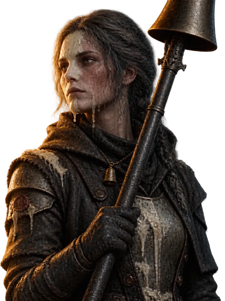 Maren Slake, Snuffer dengan separuh wajah dari lilin yang meleleh, memanggul halberd pemadam bertudung lonceng.